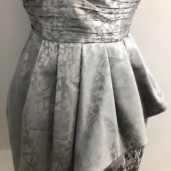 H&M Silver Strapless Ruched Ruffle Cocktail Mini NWT - Picture 4 of 13